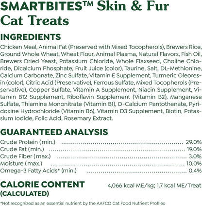 Feline greenies smartbites chicken flavor skin and fur health