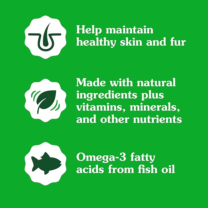 Feline greenies smartbites chicken flavor skin and fur health