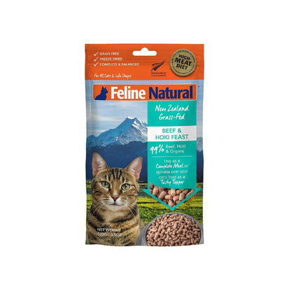 Feline natural New Zealand beef and hoki feast feed or top cat food 3.5 oz