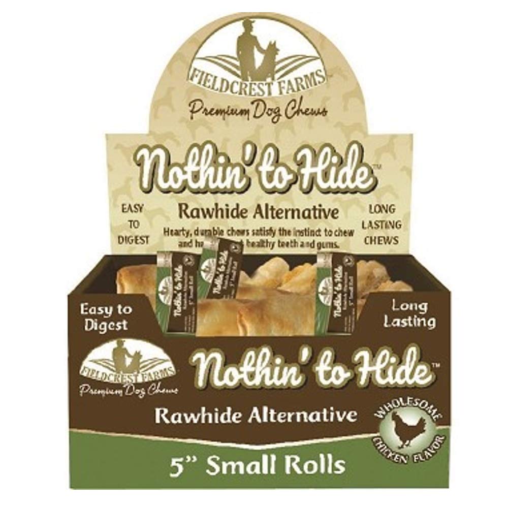 Fieldcrest Farms Nothin' to Hide Rolls, 5 Inch Small, Easy to Digest Rawhide Alternative Dog Chews - 810002630422