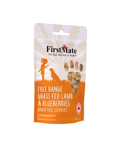 First mate free range grass fed lamb meal & blueberries grain free cookies dog treats 8oz
