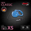 FLEXI New Classic Retractable Dog Leash Cord - Ergonomic - Durable and Tangle Free Pet Walking Leash for Dogs Up to 18 lbs - Extra Small - 10 ft - Blue - dog leash - 840317107265