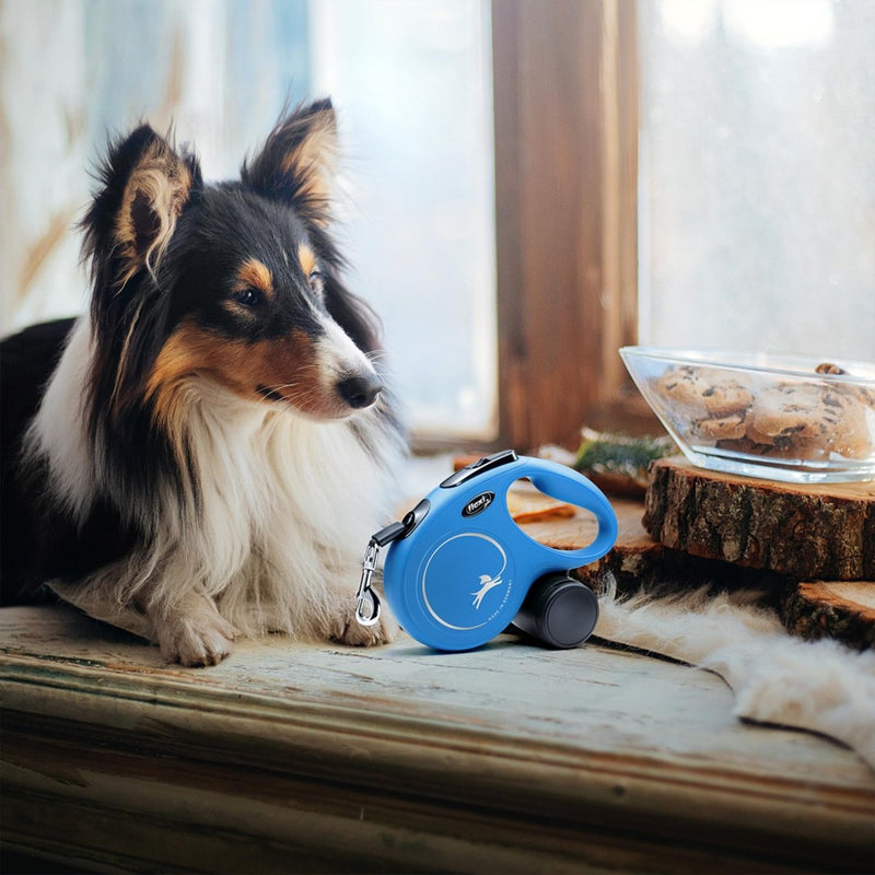 FLEXI New Classic Retractable Dog Leash Cord - Ergonomic - Durable and Tangle Free Pet Walking Leash for Dogs Up to 18 lbs - Extra Small - 10 ft - Blue - dog leash - 840317107265