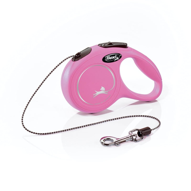 FLEXI New Classic Retractable Dog Leash Cord - Ergonomic - Durable and Tangle Free Pet Walking Leash for Dogs Up to 18 lbs - Extra Small - 10 ft - Pink - dog leash - 840317107289