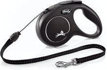 FLEXI New Classic Retractable Dog Leash Cord - Ergonomic - Durable and Tangle Free Pet Walking Leash for Dogs Up to 44 lbs - Medium - Black - 16 ft