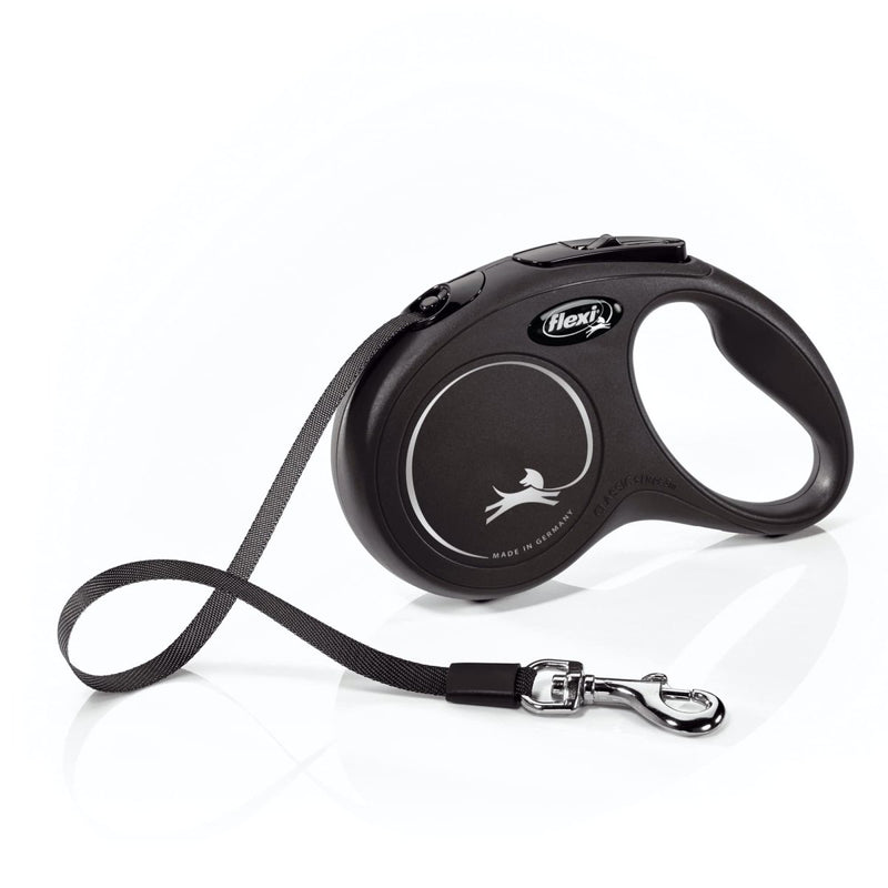 FLEXI New Classic Retractable Dog Leash Tape - Small - Black - 16 ft - dog leash - 840317107630