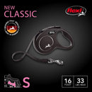 FLEXI New Classic Retractable Dog Leash Tape - Small - Black - 16 ft - dog leash - 840317107630