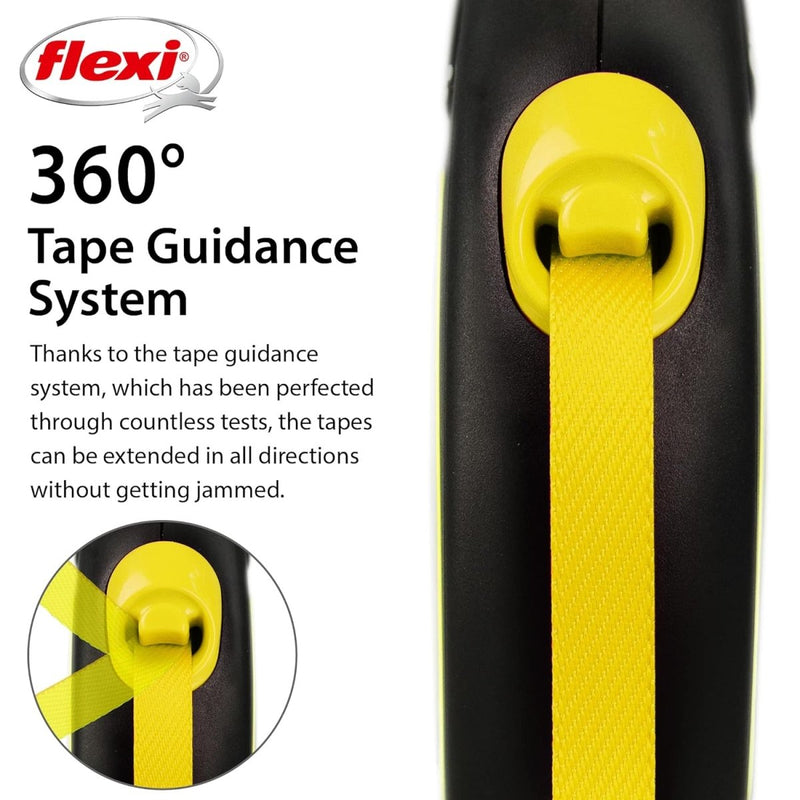 Flexi New Neon Retractable Dog Leash Tape - Small - Black/Neon - 16 ft - dog leash - 840317107173