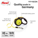 FLEXI New Neon Retractable Reflect Dog Leash Tape - Ergonomic - Durable and Tangle Free Pet Walking Leash for Dogs - Extra Small - Neon/Black - 10 ft - dog leash - 840317107166