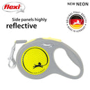 FLEXI New Neon Retractable Reflect Dog Leash Tape - Ergonomic - Durable and Tangle Free Pet Walking Leash for Dogs - Extra Small - Neon/Black - 10 ft - dog leash - 840317107166