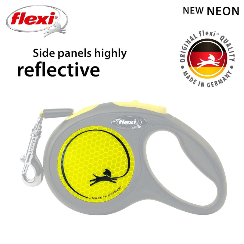 FLEXI New Neon Retractable Reflect Dog Leash Tape - Ergonomic - Durable and Tangle Free Pet Walking Leash for Dogs - Extra Small - Neon/Black - 10 ft - dog leash - 840317107166