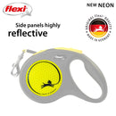 FLEXI® New Neon Retractable Reflect Dog Leash Tape - Ergonomic - Durable and Tangle Free Pet Walking Leash for Dogs - Medium - Neon/Black - 16 ft - dog leash - 840317107180