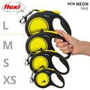 FLEXI® New Neon Retractable Reflect Dog Leash Tape - Ergonomic - Durable and Tangle Free Pet Walking Leash for Dogs - Medium - Neon/Black - 16 ft - dog leash - 840317107180