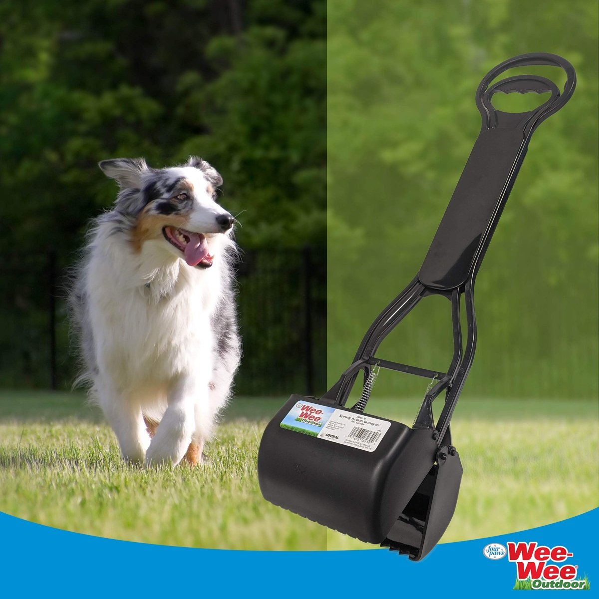 Four Paws Allen's Spring Action Dog Scooper For Grass Standard - Black - 5.13" x 5.5" x 24.75" - scooper - 045663182304