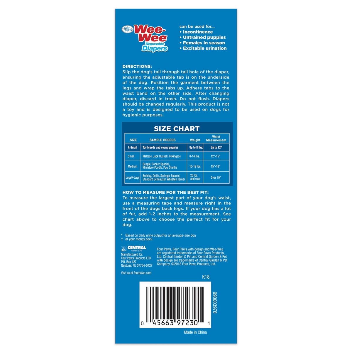 Four Paws Wee - Wee Disposable Dog Diapers - X - Small - 12 Count - diapers - 045663972301