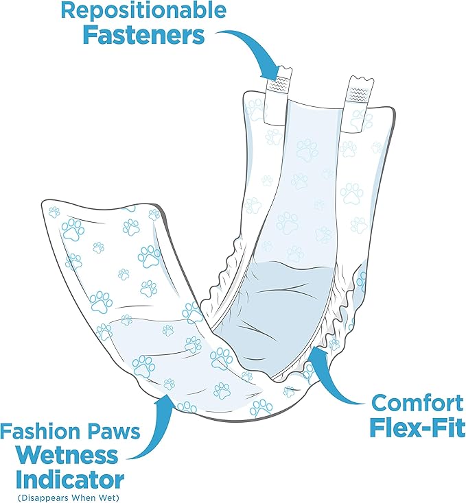 Four paws wee wee disposable male wraps XS - Small 12ct 13 - 20” waist dog male wraps