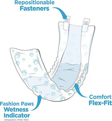 Four paws wee wee disposable male wraps XS - Small 12ct 13 - 20” waist dog male wraps