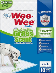 Four Paws Wee - Wee Ultimate Attractant Dog Pee Pads, 22 x 23 - in, Grass Scent, 10 count