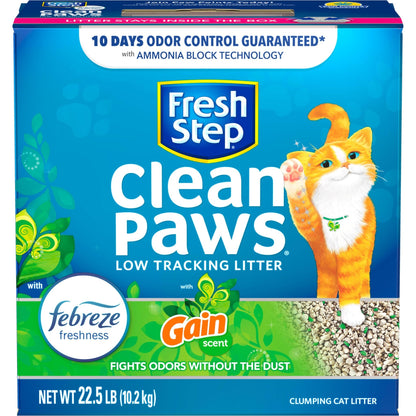Fresh Step Clean Paws Cat Litter, Clumping Cat Litter With Febreze, Gain Scent 22.5 Pounds