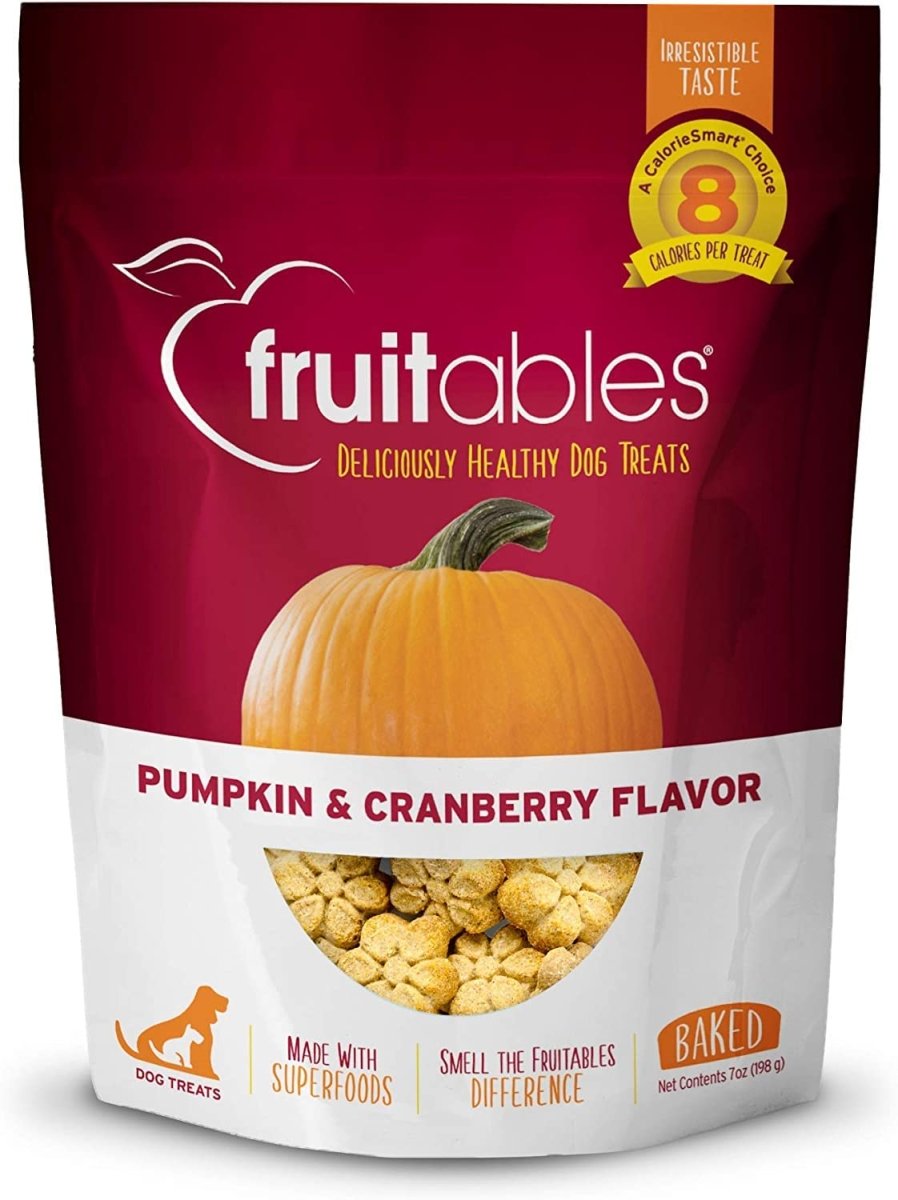 Fruitables Baked Dog Treats – Pumpkin Treats for Dogs – Healthy Low Calorie Treats – Pumpkin and Cranberry – 7 Ounces - dog treat - 895352002167