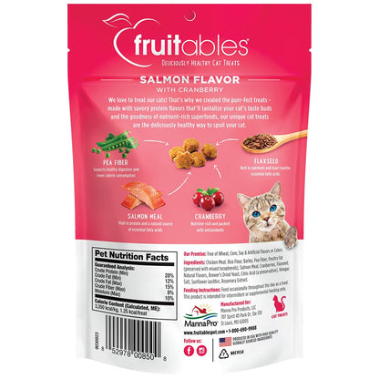 Fruitables Cat Crunchy Treats For Cats – Healthy Low Calorie Packed With Protein Free Of Wheat, Corn And Soy – Made With Real Salmon With Cranberry – 2.5 Ounces
