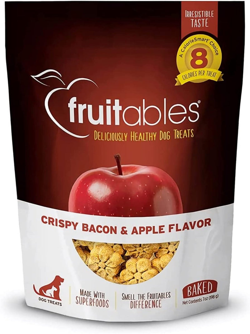 Fruitables Crunchy Baked Low Calorie Training Treats for Dogs - Crispy Bacon Apple Flavor - 7 Ounces - dog treat - 895352002389