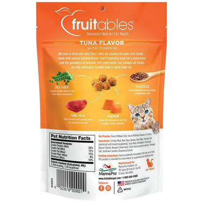 Fruitables Crunchy Treats For Cats â€“ Healthy Low Calorie Treats Packed With Protein â€“ Free Of Wheat, Corn And Soy â€“ Made With Real Tuna With Pumpkin â€“ 2.5 Ounces