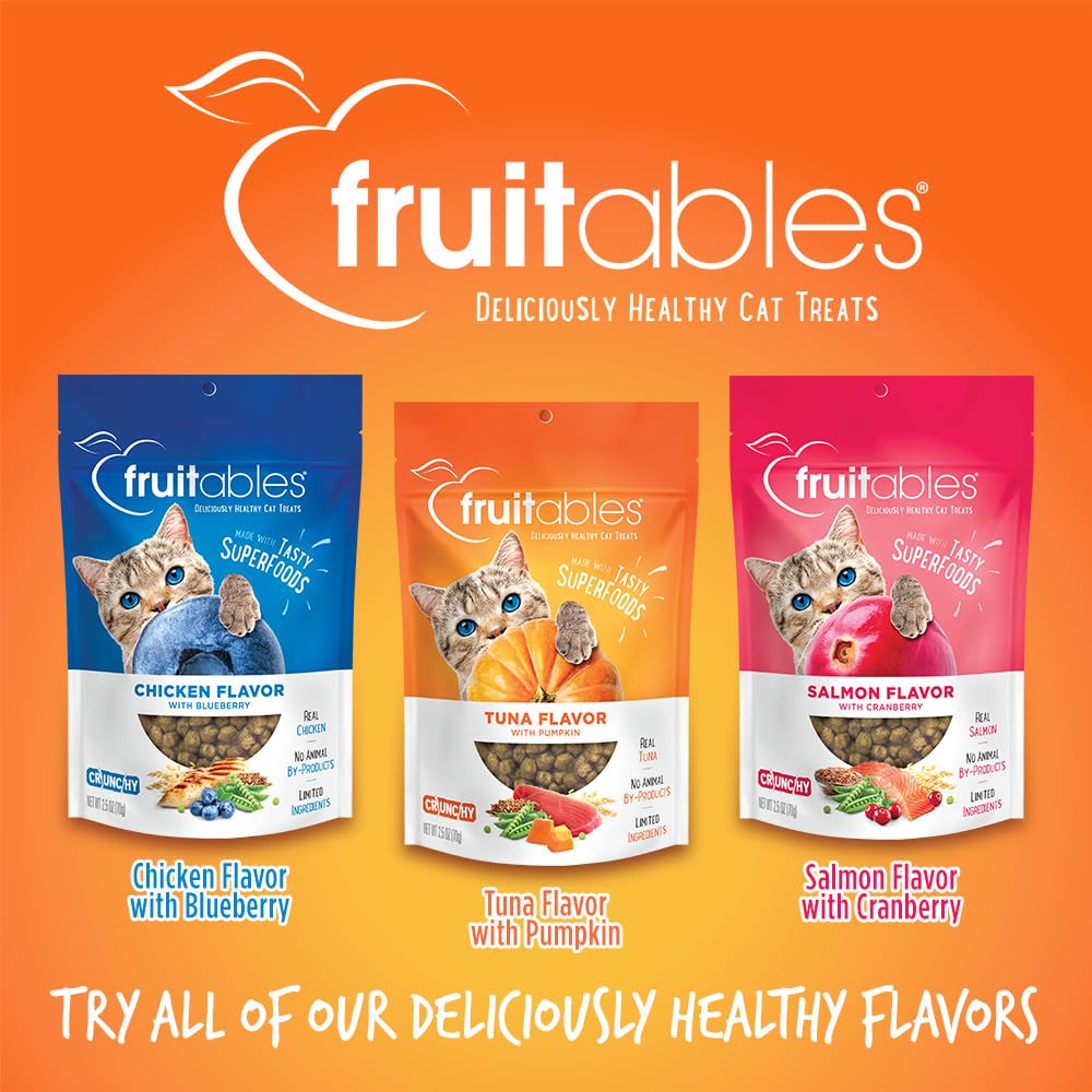 Fruitables Crunchy Treats For Cats â€“ Healthy Low Calorie Treats Packed With Protein â€“ Free Of Wheat, Corn And Soy â€“ Made With Real Tuna With Pumpkin â€“ 2.5 Ounces