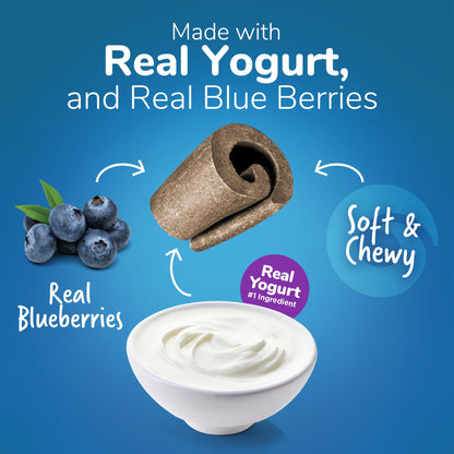 Fruitables Real Yogurt Treats – Roll - Up Dog Treats – Blueberry Flavor – Natural Ingredients – 12 Ounces