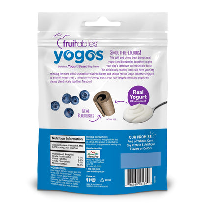 Fruitables Real Yogurt Treats – Roll - Up Dog Treats – Blueberry Flavor – Natural Ingredients – 12 Ounces