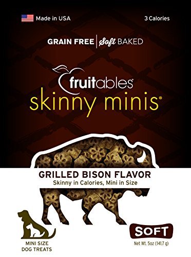 Fruitables Skinny Mini Dog Treats – Healthy Treats for Dogs – Low Calorie Training Treats – Grilled Bison – 5 Ounces - dog treat - 895352002471