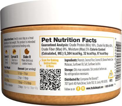 Fruitables Spreads – Spreadable Dog Treat – Bakeable Dog Treat – Real Peanut Butter and Banana – Human - Grade 100% Natural Ingredients – Great for All Dogs – 7 Ounces