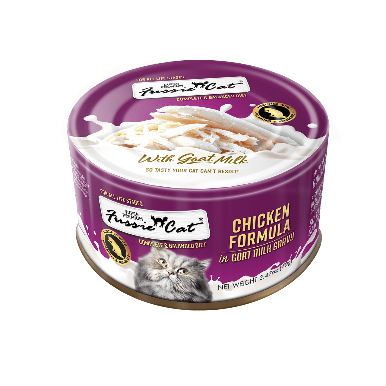 Fussie cat chicken formula with goat milk gravy canned food 2.47 oz