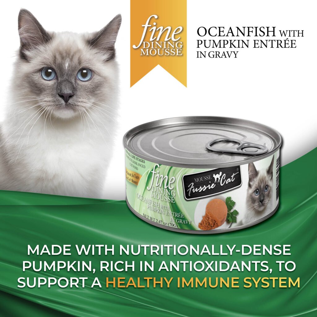 Fussie cat ocean fish with lpumpkin in gravy canned cat food 2.47oz