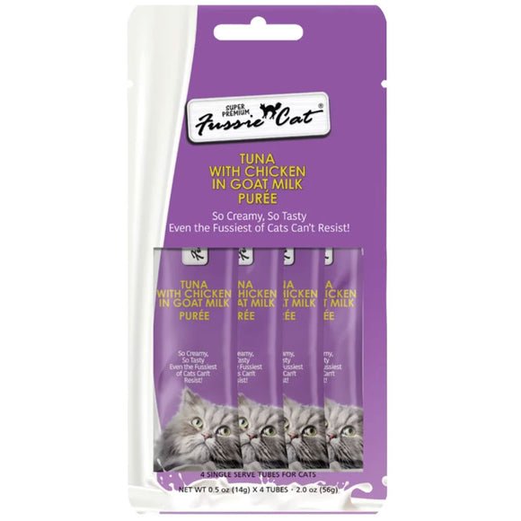 Fussie cat tuna with chicken in goat milk purée 4 count