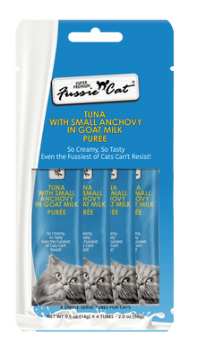 Fussie cat tuna with salmon anchovy in goat milk purée 4 count