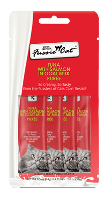 Fussie cat tuna with salmon in goat milk purée