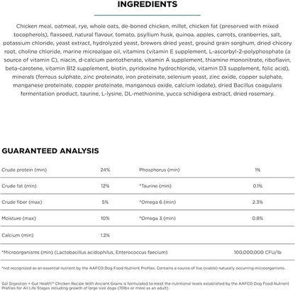 Go solutions digestion gut health chicken recipe with ancient grains 3.5 lbs