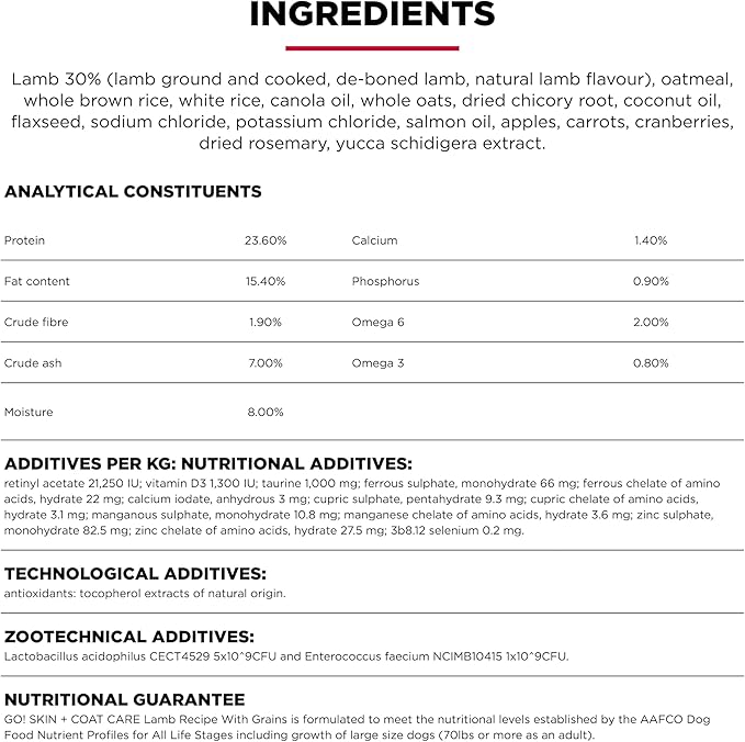 Go solutions skin and coat care lamb recipe 3.5lb dog food