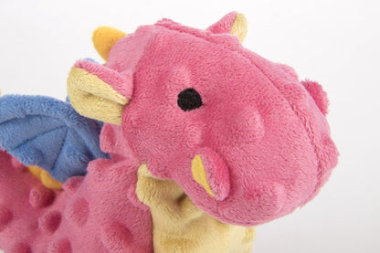Godog Bubble Plush Dragons Squeaky Dog Toy - Coral - Small