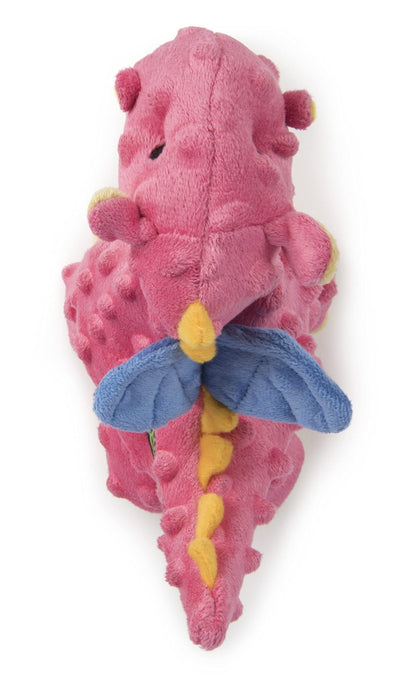 Godog Bubble Plush Dragons Squeaky Dog Toy - Coral - Small
