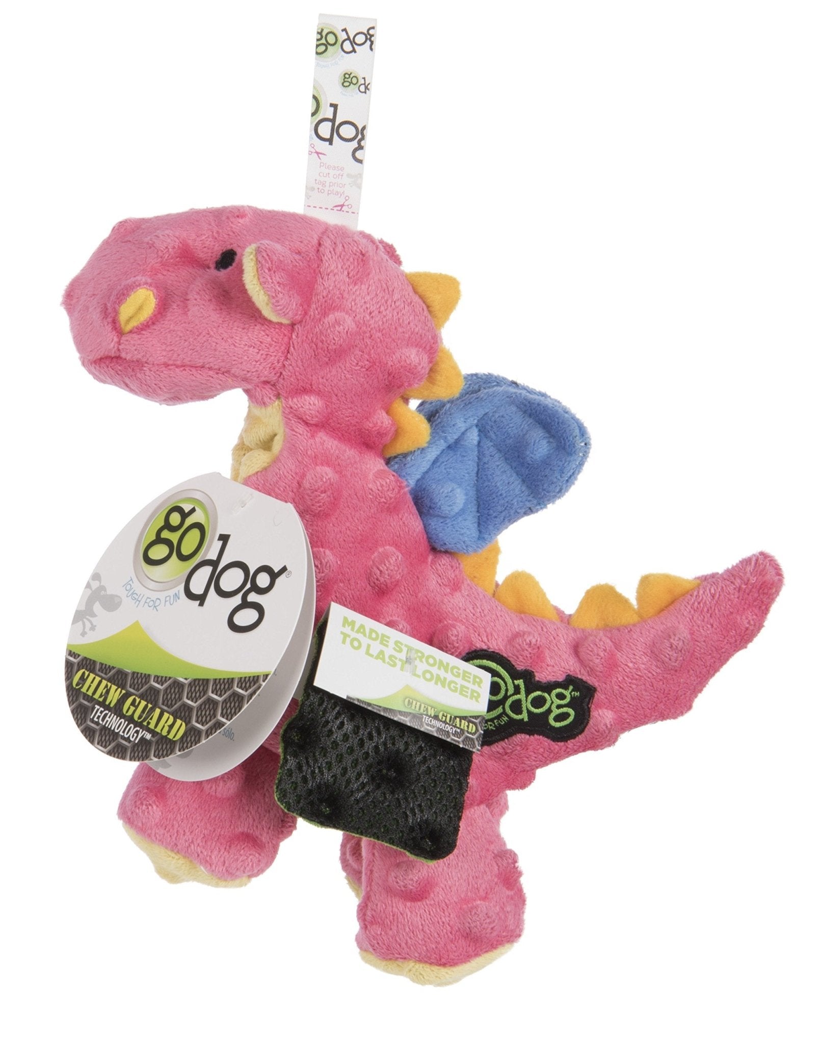 Godog Bubble Plush Dragons Squeaky Dog Toy - Coral - Small