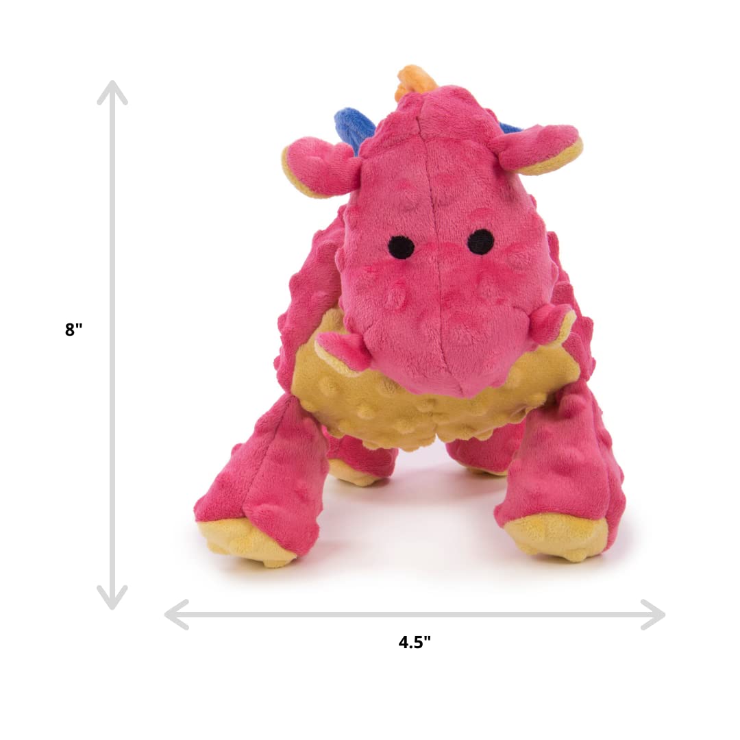 Godog Bubble Plush Dragons Squeaky Dog Toy - Coral - Small