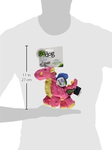 Godog Bubble Plush Dragons Squeaky Dog Toy - Coral - Small