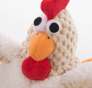 goDog Checkers Fat Rooster Squeaky Plush Dog Toy, Chew Guard Technology - White, Small - 743723708838