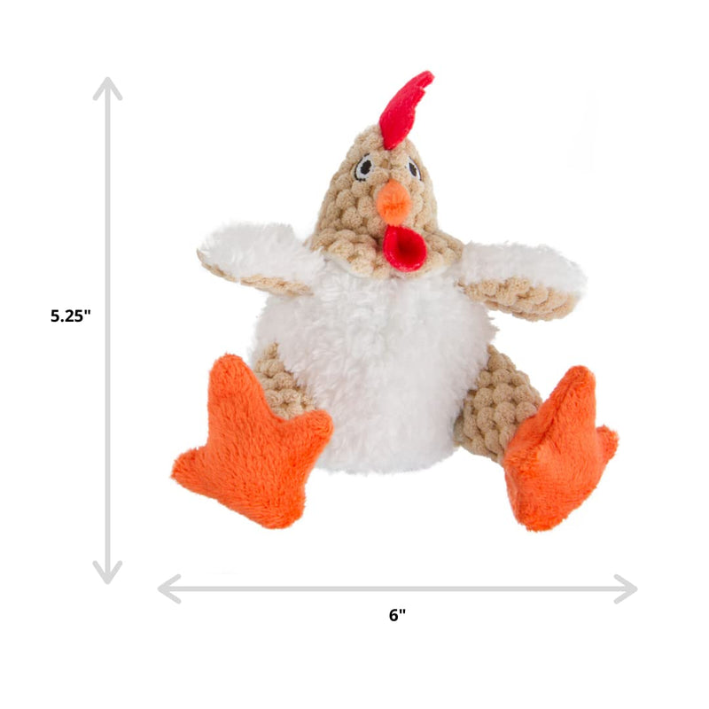 goDog Checkers Just For Me Fat Rooster Squeaky Plush Dog Toy, Chew Guard Technology - White, Mini - 743723706704