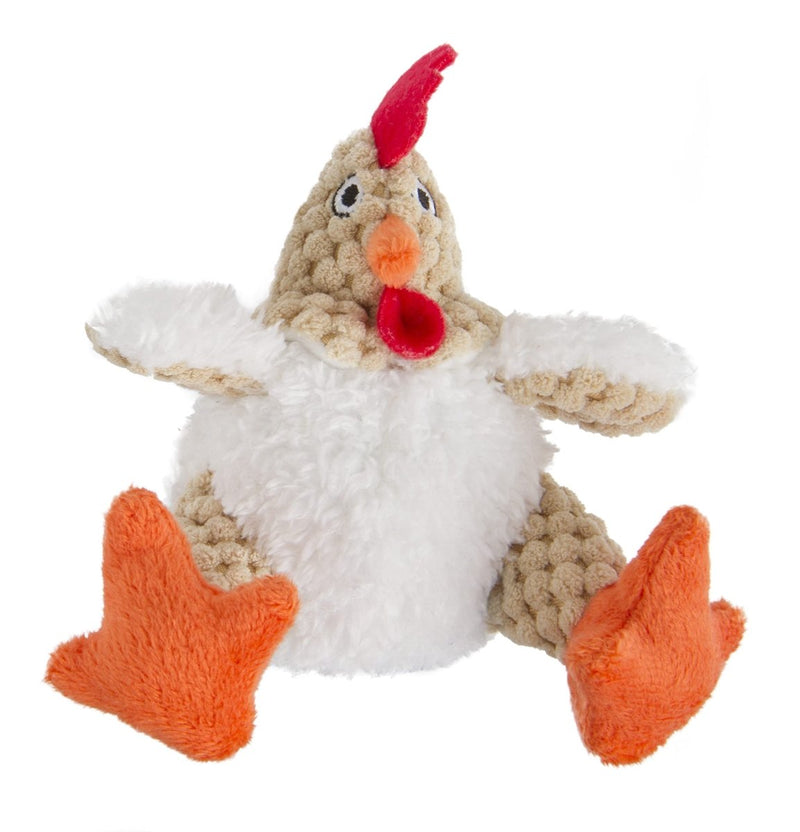 goDog Checkers Just For Me Fat Rooster Squeaky Plush Dog Toy, Chew Guard Technology - White, Mini - 743723706704