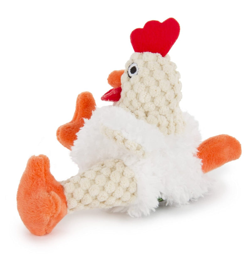 goDog Checkers Just For Me Fat Rooster Squeaky Plush Dog Toy, Chew Guard Technology - White, Mini - 743723706704