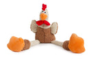 goDog Checkers Skinny Rooster Squeaky Plush Dog Toy, Chew Guard Technology - Brown, Large - 743723708807