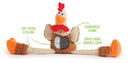 goDog Checkers Skinny Rooster Squeaky Plush Dog Toy, Chew Guard Technology - Brown, Large - 743723708807